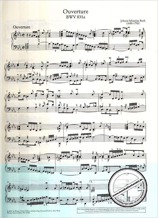 Notenbild für UT 50186 - FRANZOESISCHE OUVERTUERE BWV 831A (831)