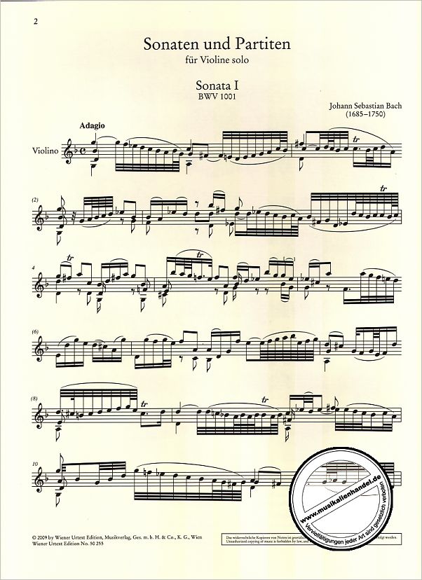 Notenbild für UT 50255 - SONATEN + PARTITEN BWV 1001-1006