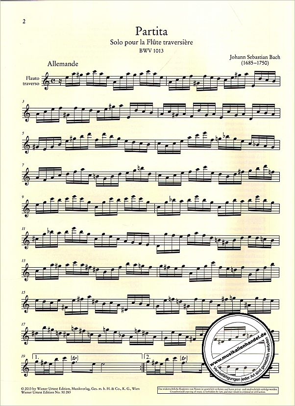 Notenbild für UT 50283 - PARTITA A-MOLL BWV 1013