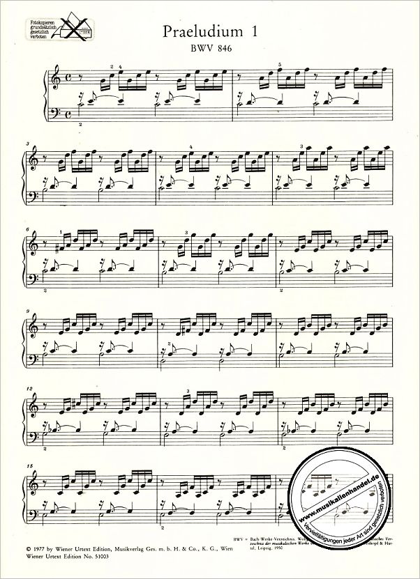 Notenbild für UT 51003 - PRAELUDIUM + FUGE 1 C-DUR BWV 846