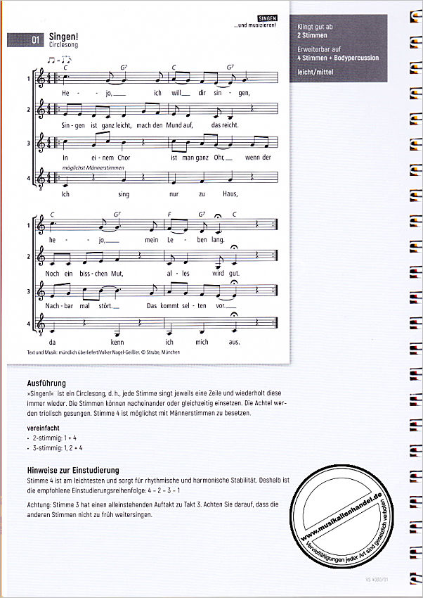 Notenbild für VS 4030-01 - Einfach singen - Praxisband
