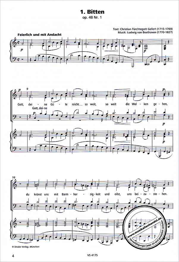 Notenbild für VS 4175 - Beethovens op 48 | 6 Lieder