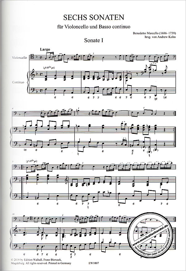 Notenbild für WALHALL 1007 - 6 Sonaten