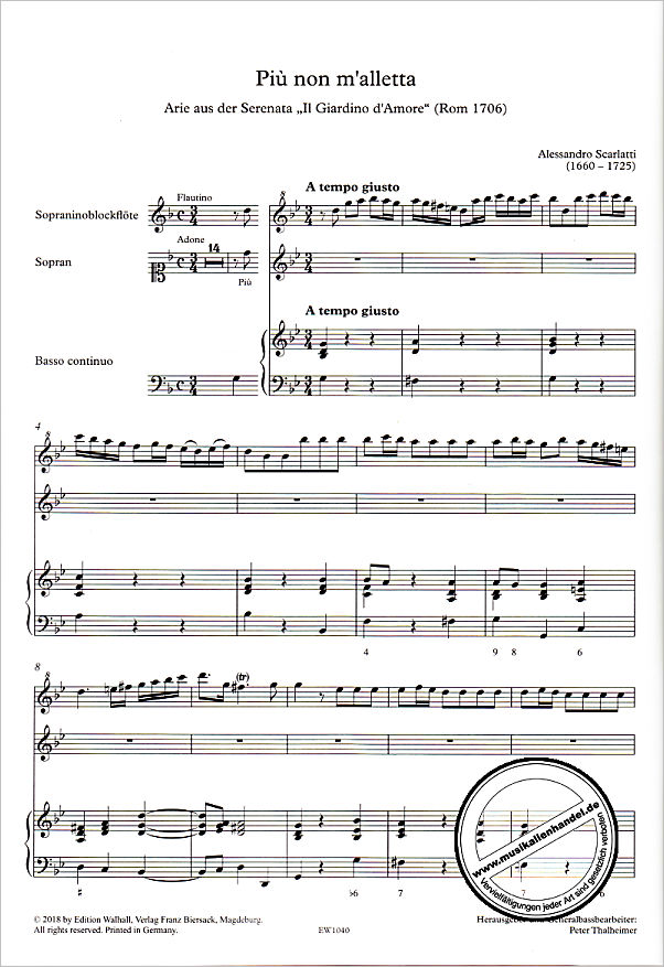 Notenbild für WALHALL 1040 - Flauto e voce 13