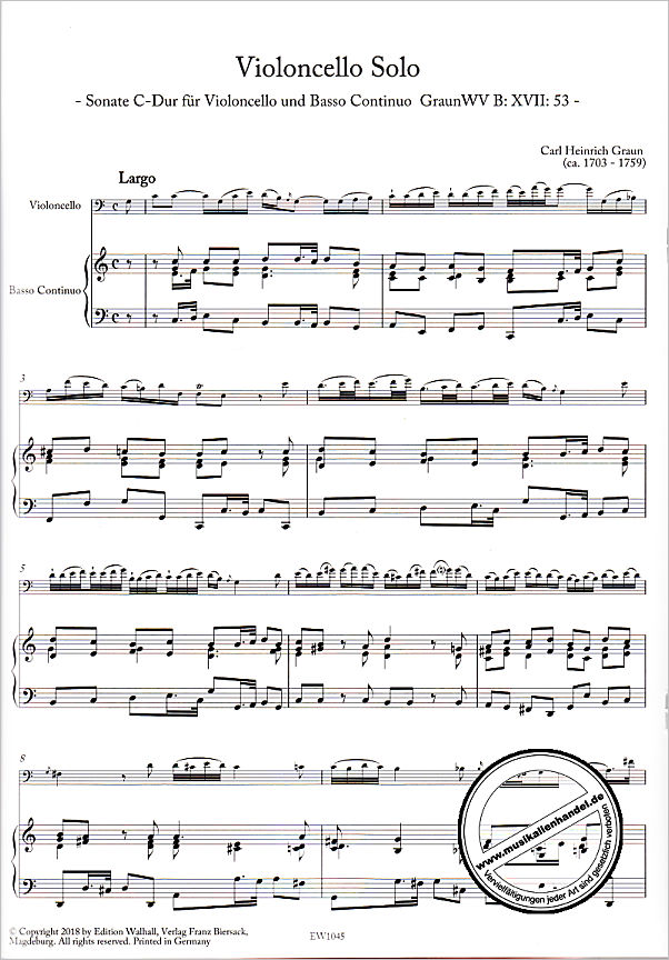 Notenbild für WALHALL 1045 - Sonate C-Dur