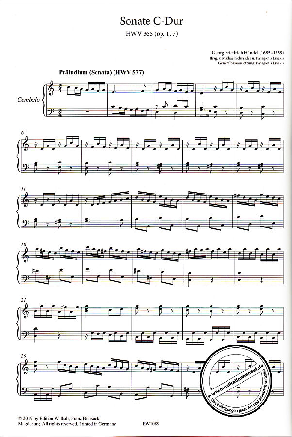 Notenbild für WALHALL 1089 - Sonaten 2