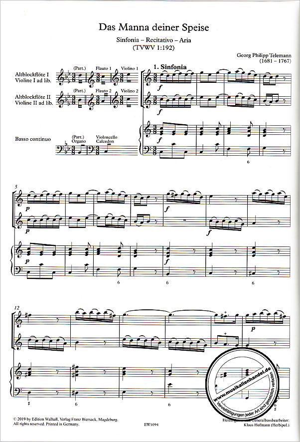 Notenbild für WALHALL 1094 - Flauto e voce 15