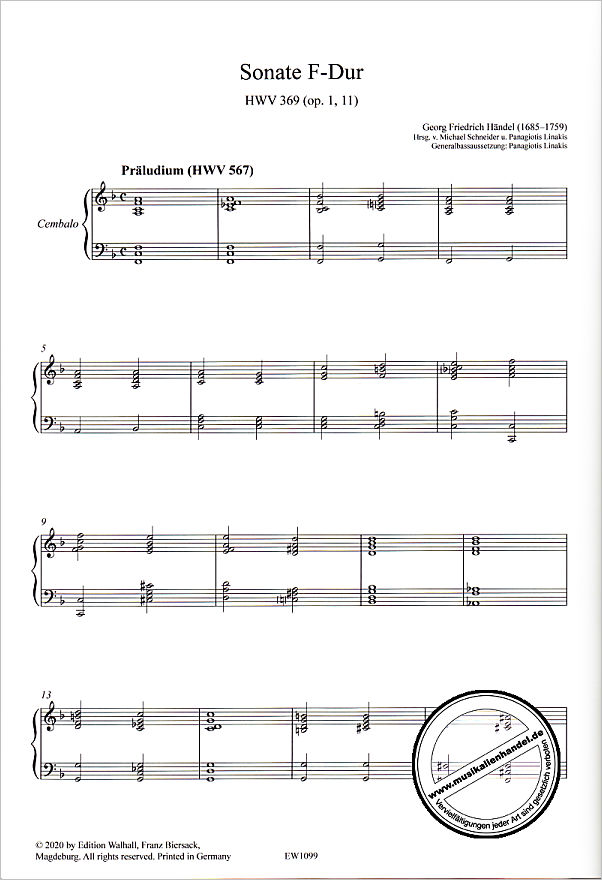 Notenbild für WALHALL 1099 - Die Sonaten 4