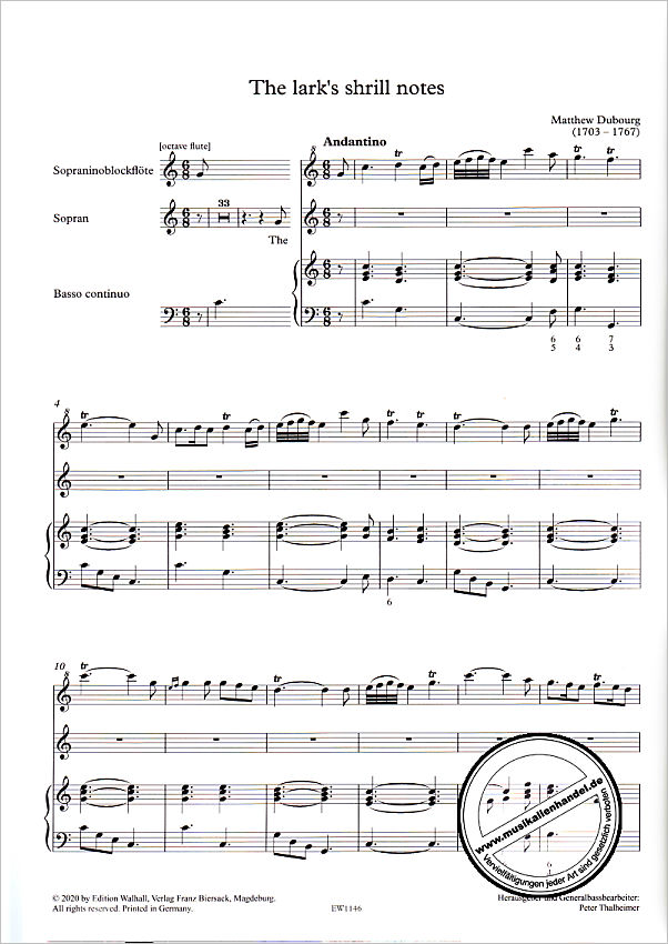 Notenbild für WALHALL 1146 - Flauto e voce 17