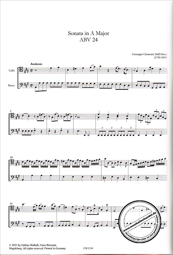 Notenbild für WALHALL 1154 - 35 Sonaten 3 | 8 Sonaten