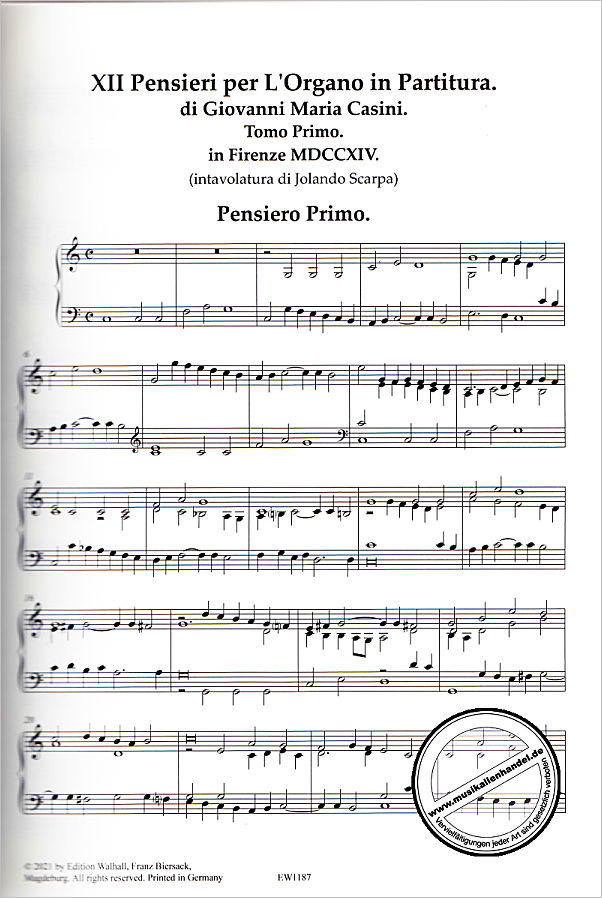 Notenbild für WALHALL 1187 - 12 Pensieri per l'organo