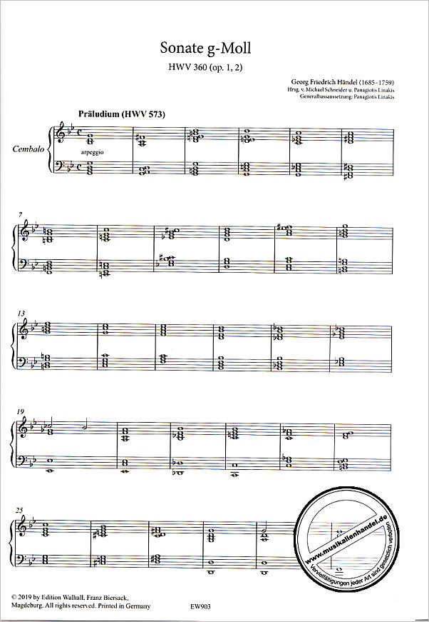 Notenbild für WALHALL 903 - Sonaten 1