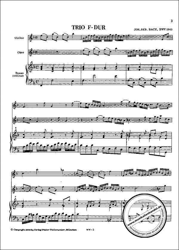 Notenbild für WW 3 - TRIO F-DUR BWV 1040
