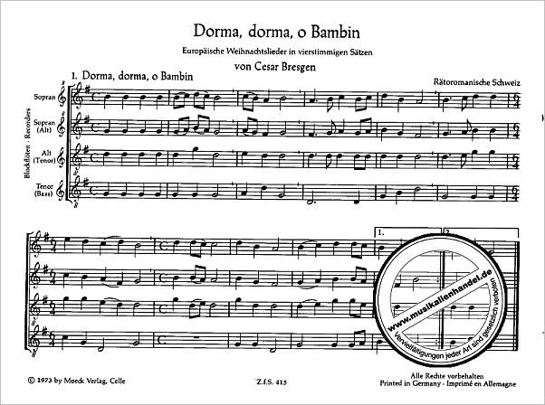 Notenbild für ZFS 415 - DORMA DORMA O BAMBIN