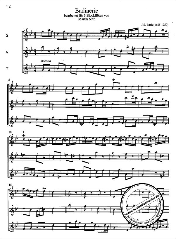 Notenbild für ZFS 704 - BADINERIE (ORCHESTERSUITE 2 H-MOLL BWV 1067)