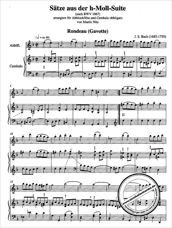 Notenbild für ZFS 738-739 - SAETZE AUS DER H-MOLL SUITE (BWV 1067)