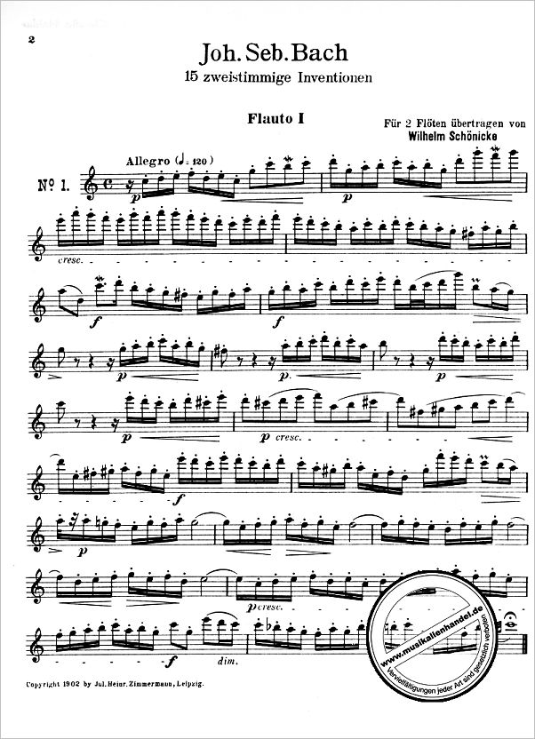 Notenbild für ZM 11980 - 15 ZWEISTIMMIGE INVENTIONEN BWV 772-786