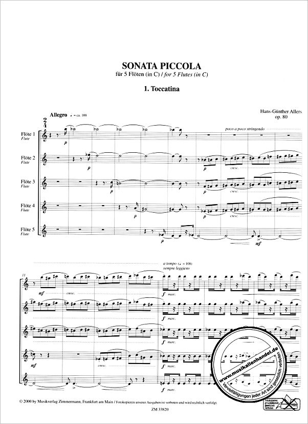 Notenbild für ZM 33820 - SONATA PICCOLA OP 80