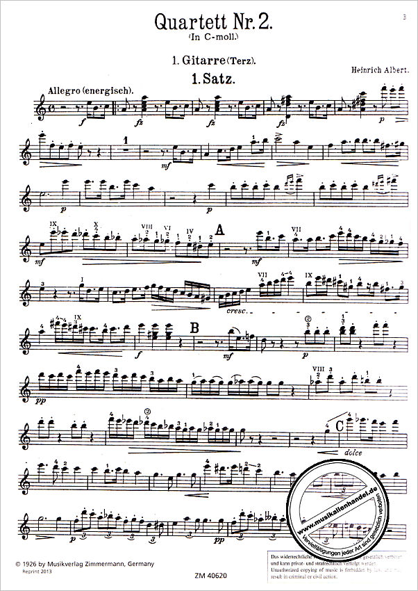 Notenbild für ZM 40620 - Quartett für 2 Gitarren Nr. 2 c-Moll (1926)