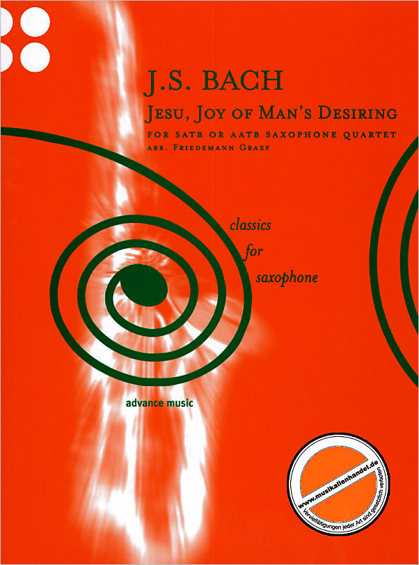 Titelbild für ADV 7612 - JESUS BLEIBET MEINE FREUDE (KANTATE BWV 147)