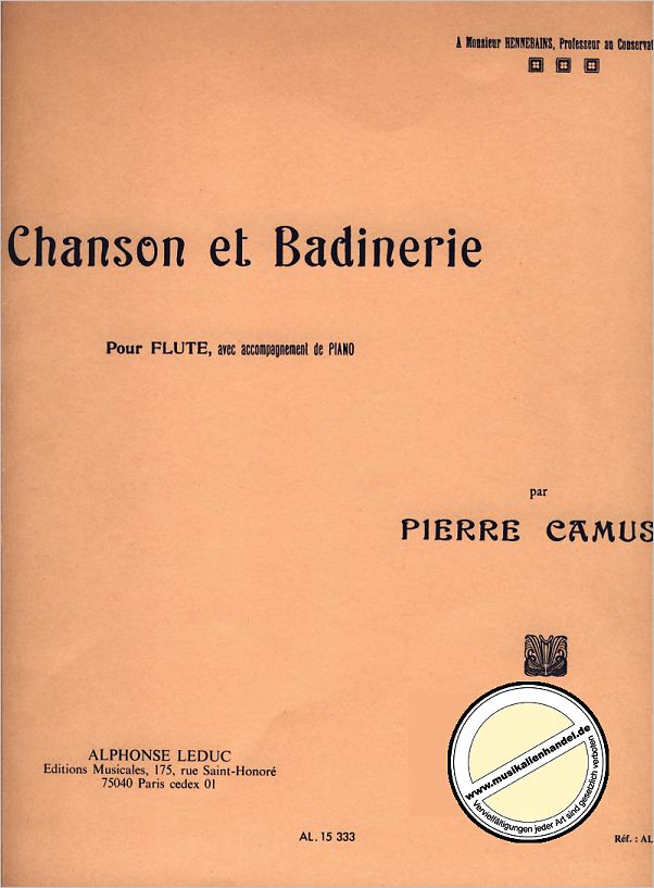 Titelbild für AL 15333 - CHANSON ET BADINERIE