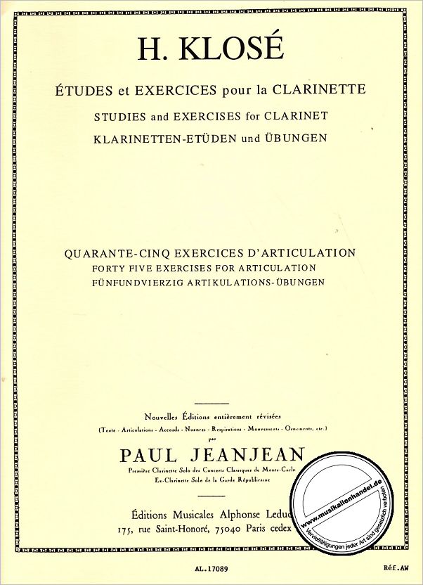 Titelbild für AL 17089 - 45 EXERCICES D'ARTICULATION