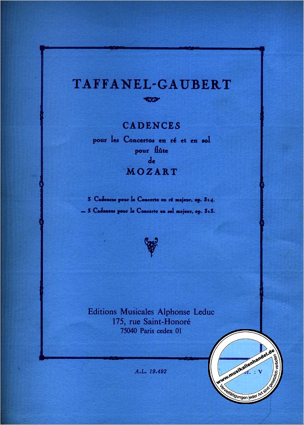 Titelbild für AL 19492 - KADENZEN KONZERT G-DUR OP 313