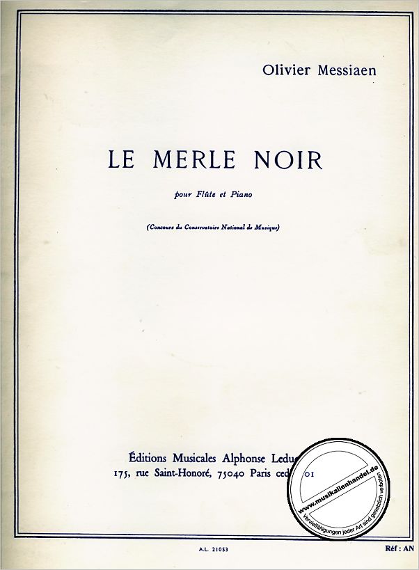 Titelbild für AL 21053 - LE MERLE NOIR