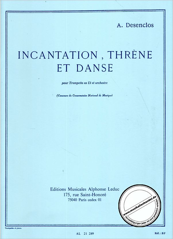 Titelbild für AL 21289 - INCATATION THRENE ET DANSE