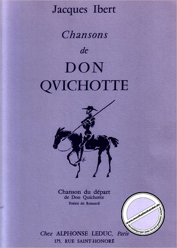 Titelbild für AL 21630 - CHANSONS DE DON QUICHOTE NR 1