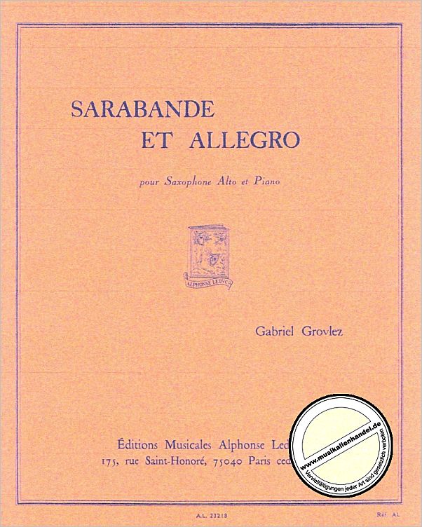Titelbild für AL 23218 - SARABANDE ET ALLEGRO
