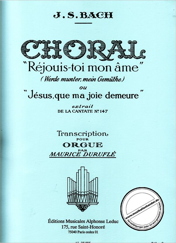 Titelbild für AL 28005 - JESUS BLEIBET MEINE FREUDE (KANTATE BWV 147)