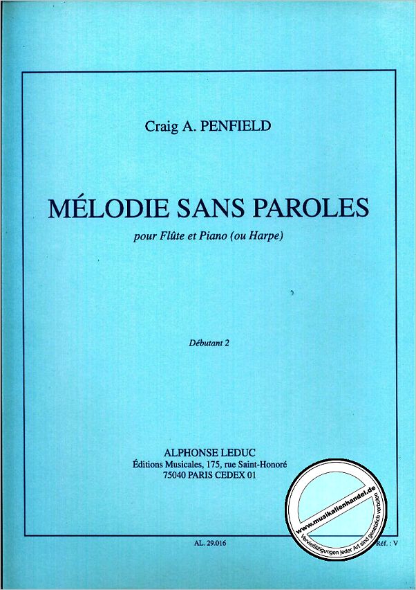 Titelbild für AL 29016 - MELODIE SANS PAROLES