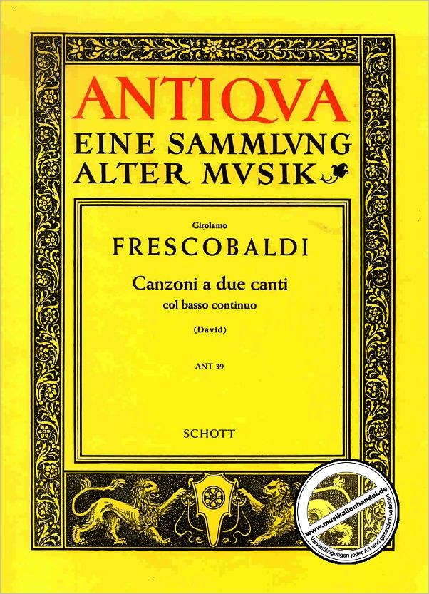 Titelbild für ANT 39 - CANZONI A DUE CANTI COL BASSO CONTINUO