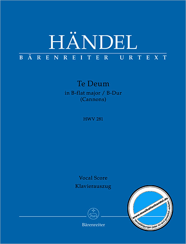 Titelbild für BA 10708-90 - Te Deum für Cannons B-Dur HWV 281