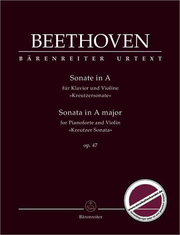 Titelbild für BA 10938 - Sonate 9 A-Dur op 47 (Kreutzer)