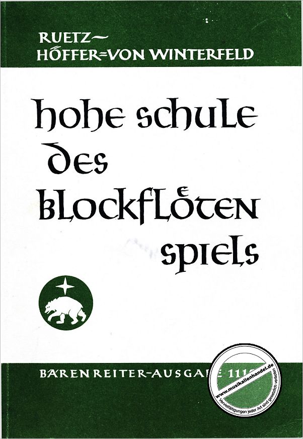 Titelbild für BA 1119 - HOHE SCHULE DES BLOCKFLOETENSPIELS