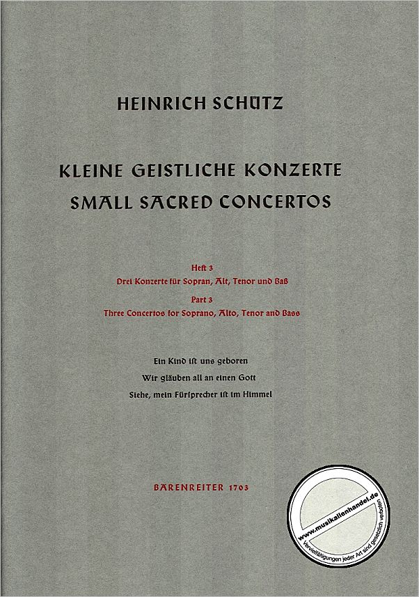 Titelbild für BA 1703 - KLEINE GEISTLICHE KONZERTE 3