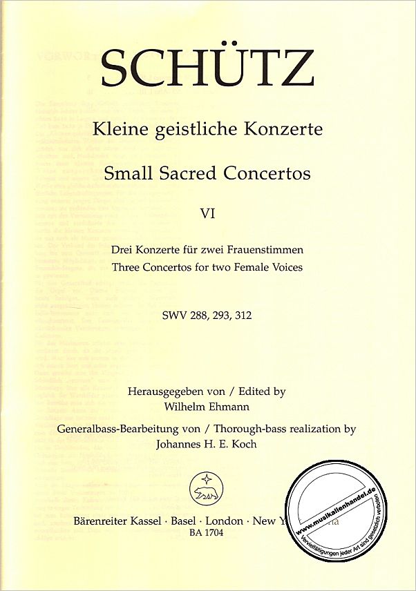 Titelbild für BA 1704 - KLEINE GEISTLICHE KONZERTE 6
