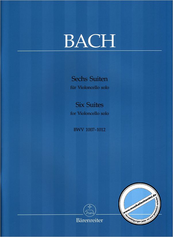 Titelbild für BA 320 - 6 SUITEN BWV 1007-1012 (VC)