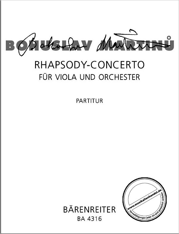 Titelbild für BA 4316 - RHAPSODY CONCERTO (1952)