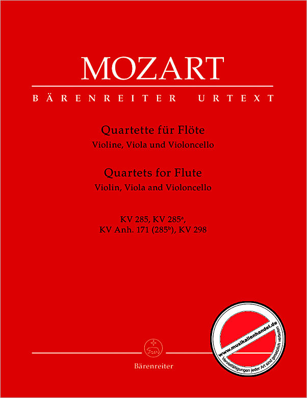 Titelbild für BA 4405 - Quartette für Flöte, Violine, Viola und Violoncello