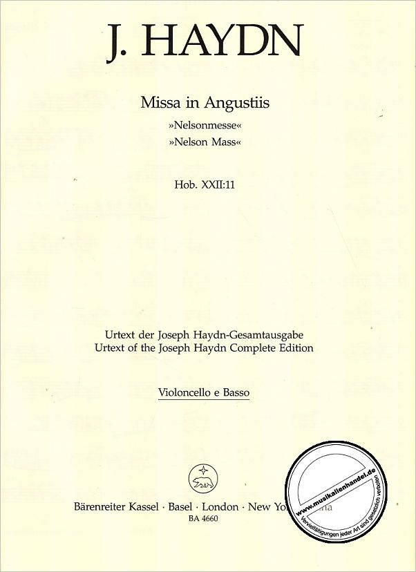 Titelbild für BA 4660-82 - Missa in angustiis d-moll Hob 22/11 (Nelsonmesse)