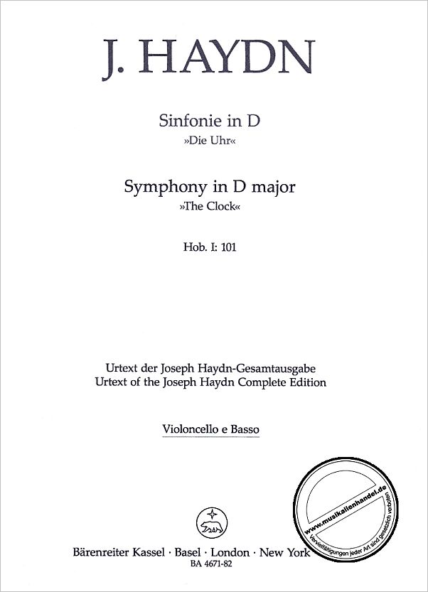 Titelbild für BA 4671-82 - Sinfonie 101 D-Dur Hob 1/101 (die Uhr)