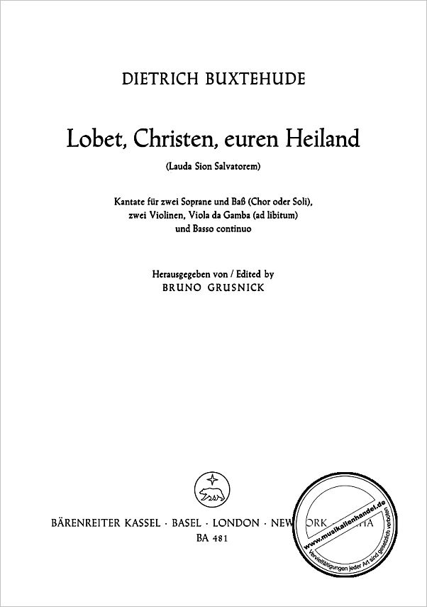 Titelbild für BA 481 - LOBET CHRISTEN EUREN HEILAND - LAUDA SION SALVATOREM