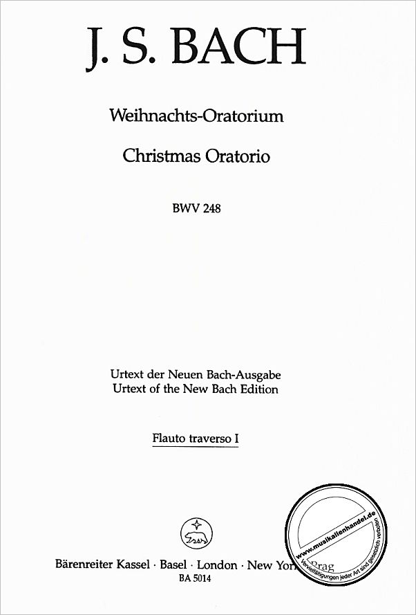 Titelbild für BA 5014-FL1 - WEIHNACHTSORATORIUM BWV 248