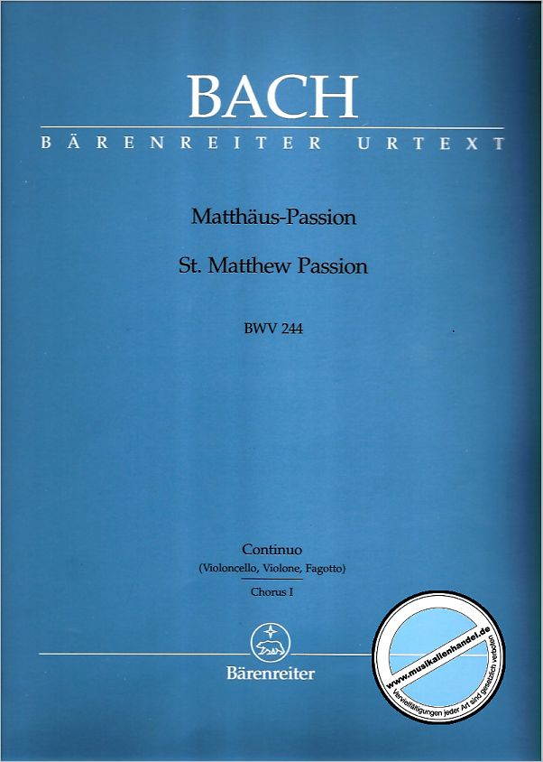Titelbild für BA 5038-BC-CH1 - MATTHAEUS PASSION BWV 244