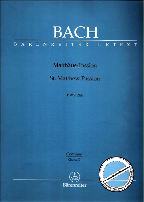 Titelbild für BA 5038-BC-CH2 - MATTHAEUS PASSION BWV 244