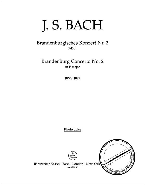 Titelbild für BA 5109-24 - Brandenburgisches Konzert 2 F-Dur BWV 1047