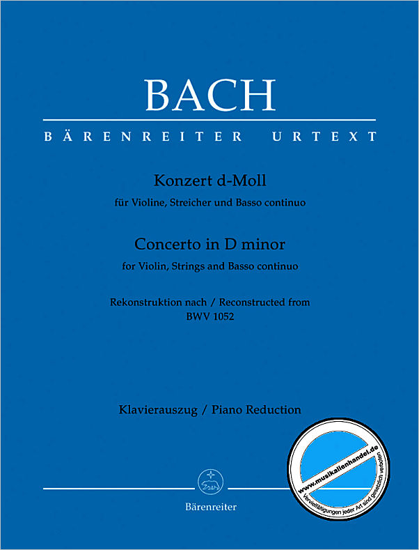 Titelbild für BA 5144-90 - Konzert d-moll nach BWV 1052